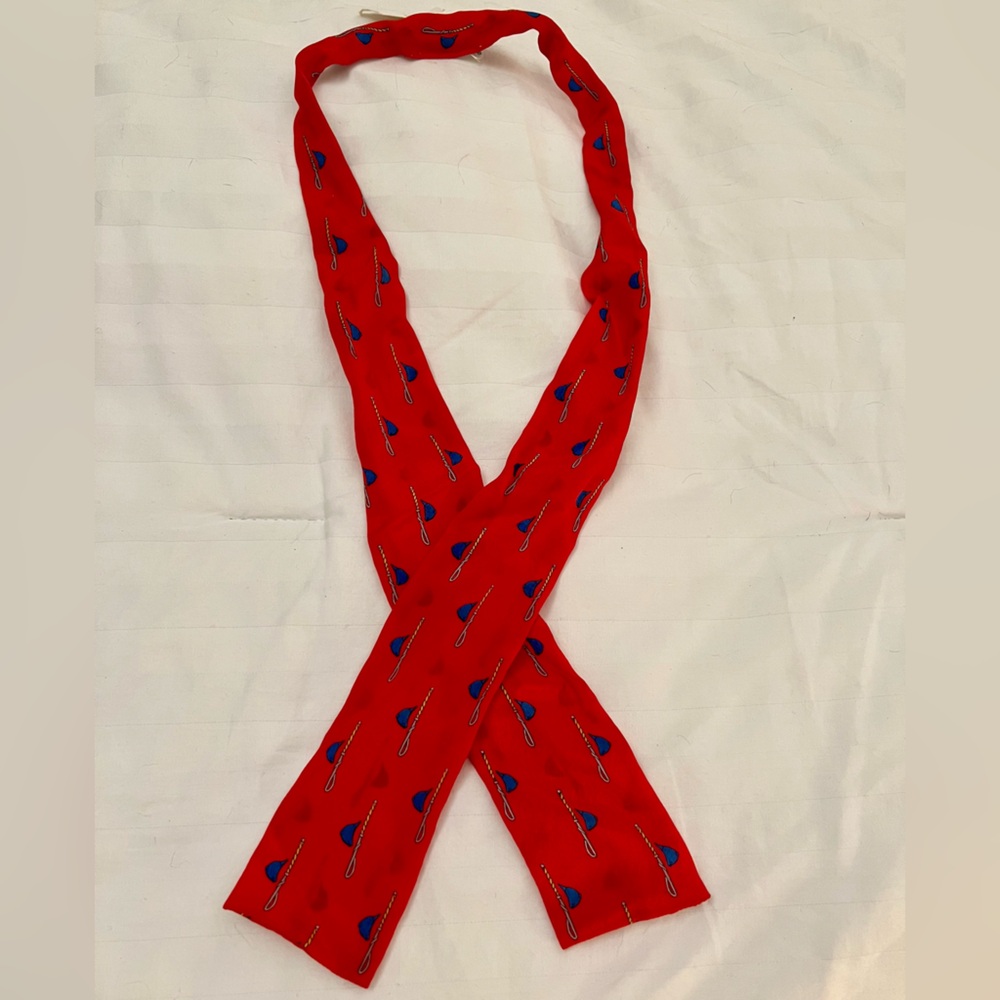Pappagallo Red Silk Twilly Scarf with Equestrian Pattern